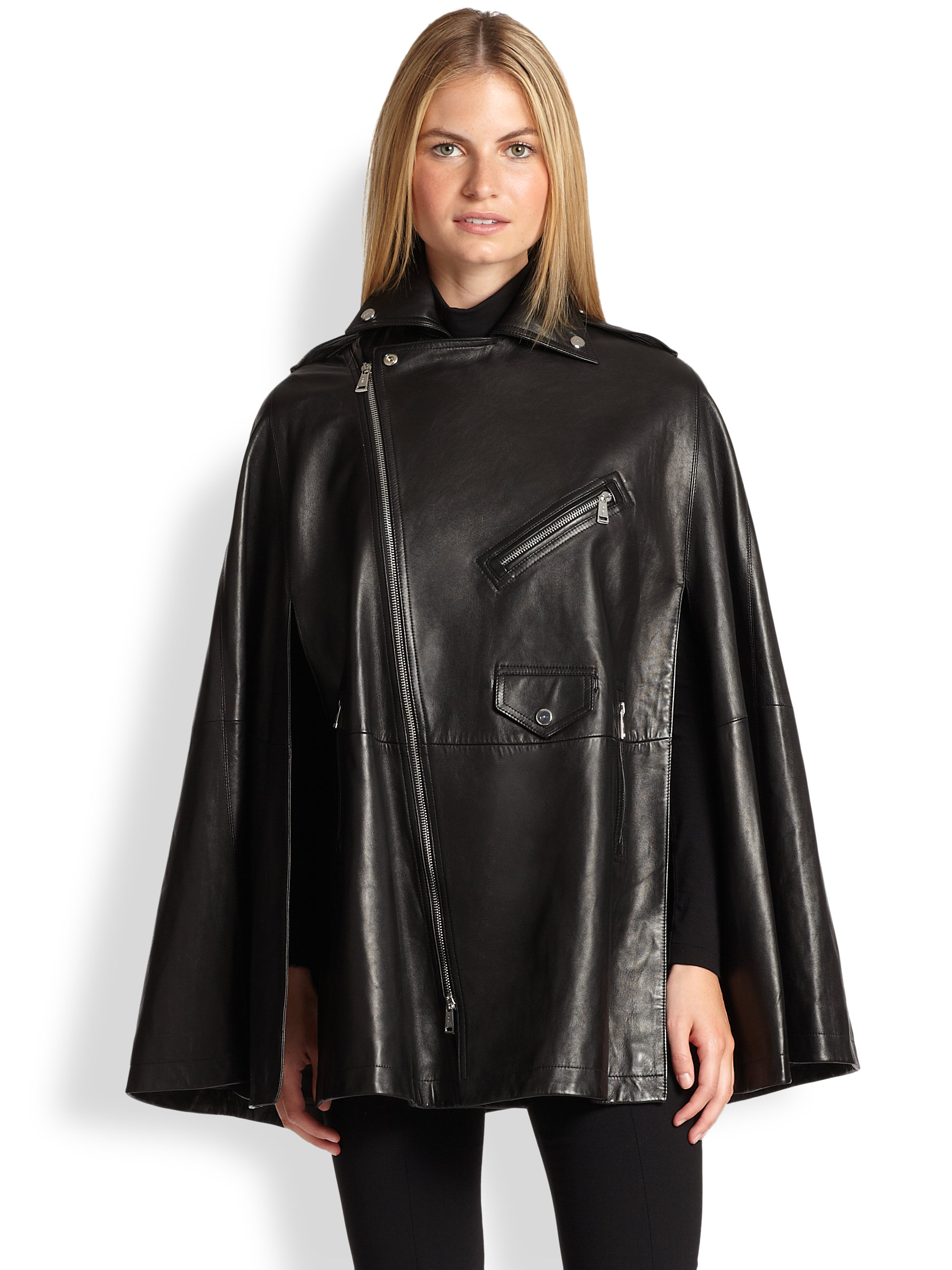 Ralph Lauren Black Label Leather Dean Cape in Black | Lyst