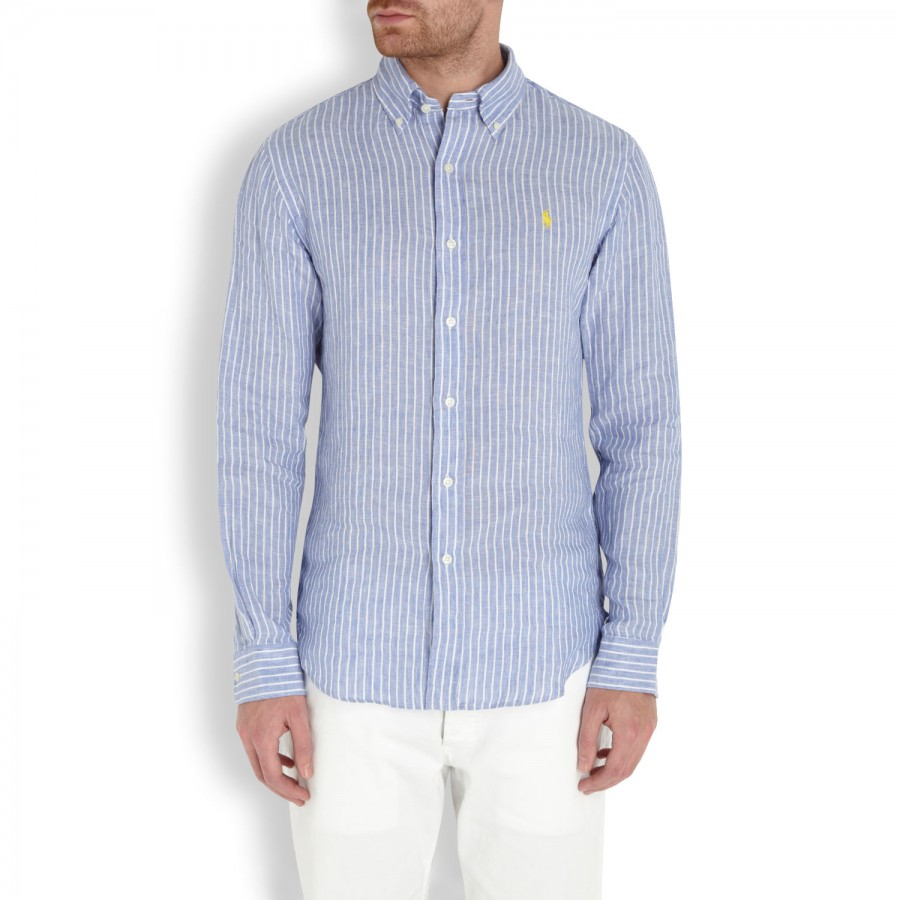 Polo Ralph Lauren Striped Linen Shirt in Blue (White) for Men - Lyst