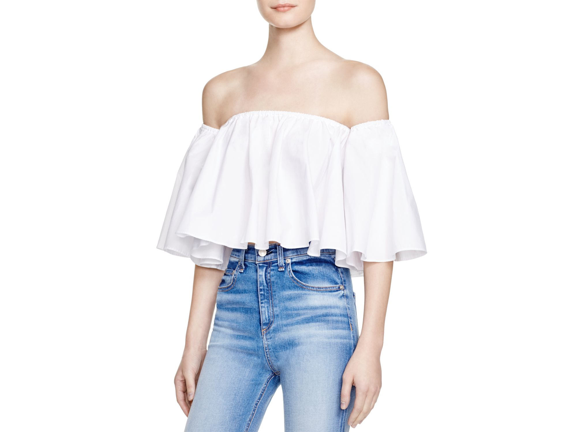 white ruffle top off shoulder