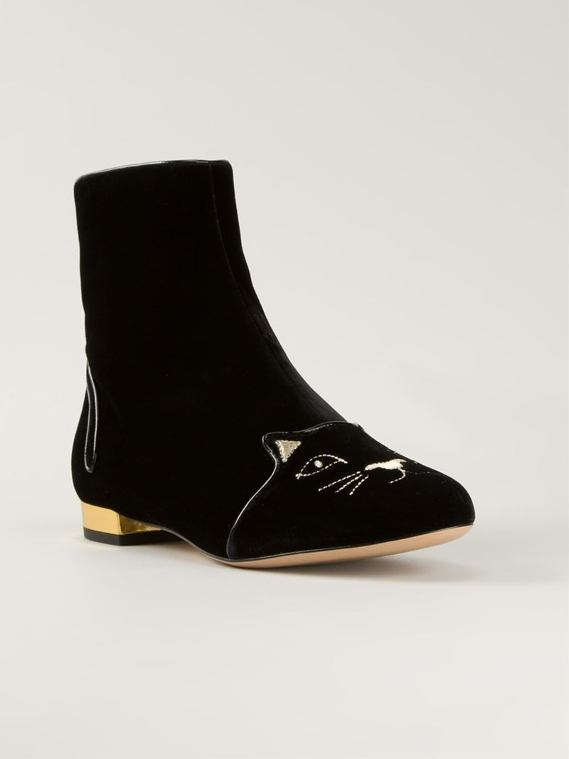 Lyst Charlotte Olympia Cat Face Boots in Black