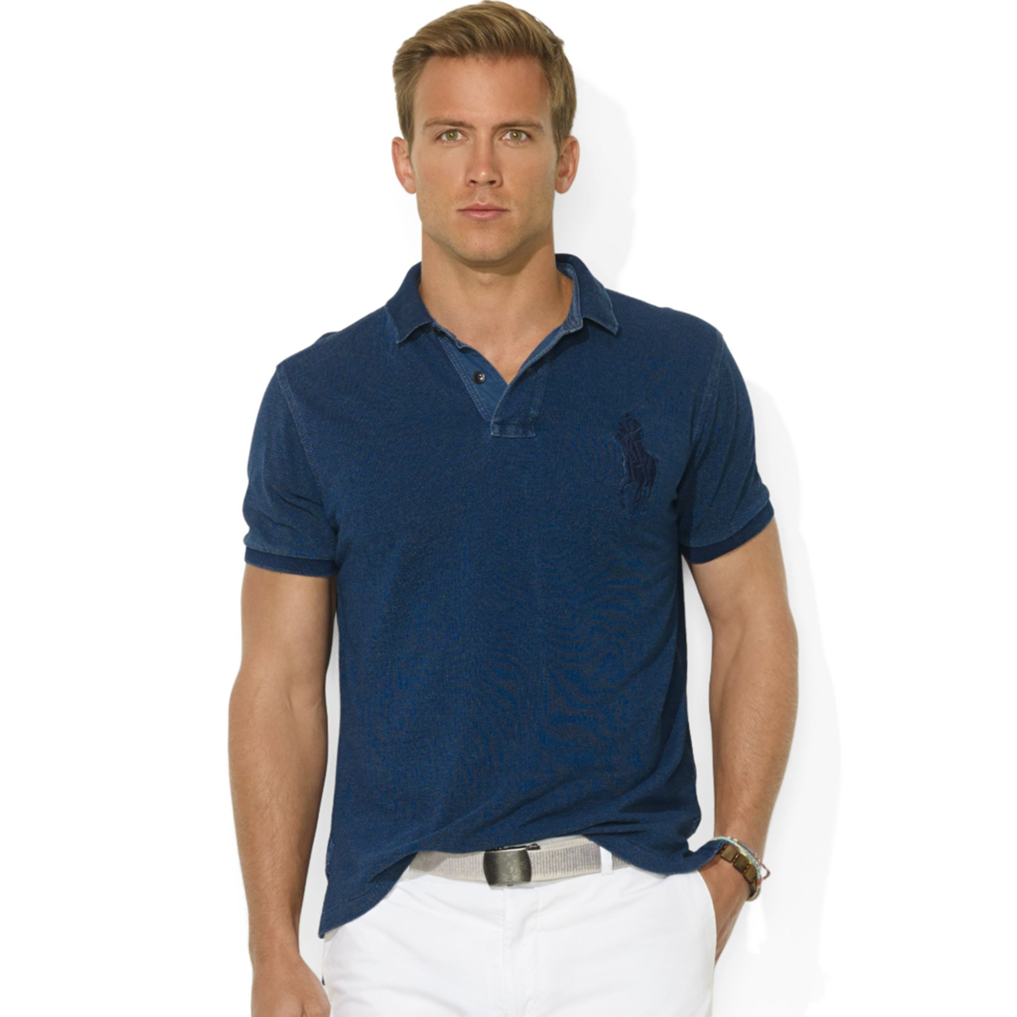 Ralph Lauren Customfit Shortsleeve Big Pony Indigo Mesh Polo in Blue for  Men | Lyst