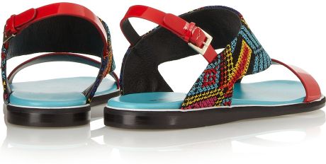 Nicholas Kirkwood Mexican Embroidered Patentleather Sandals in ...