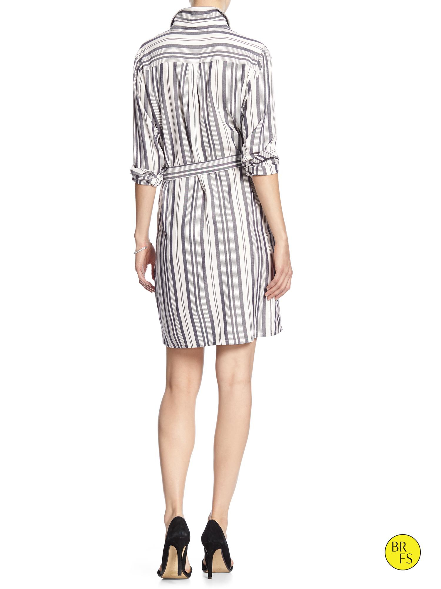Banana Republic Factory Stripe Shirt Dress in Blue Gray Stripe (Gray