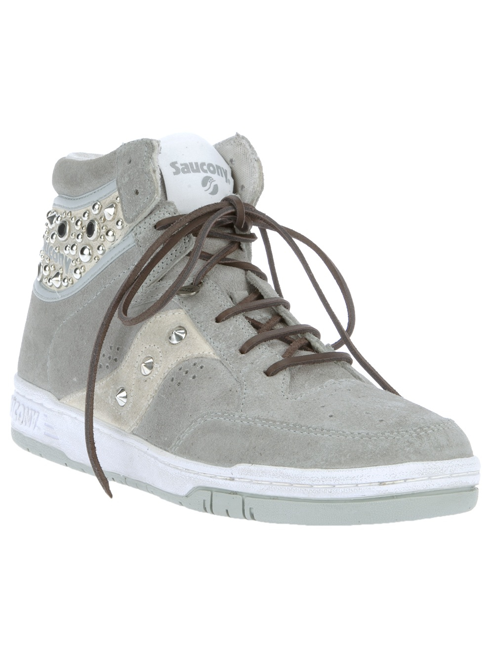 Saucony Hangtime Hi Top Studded Sneakers in Grey (Gray) for Men | Lyst
