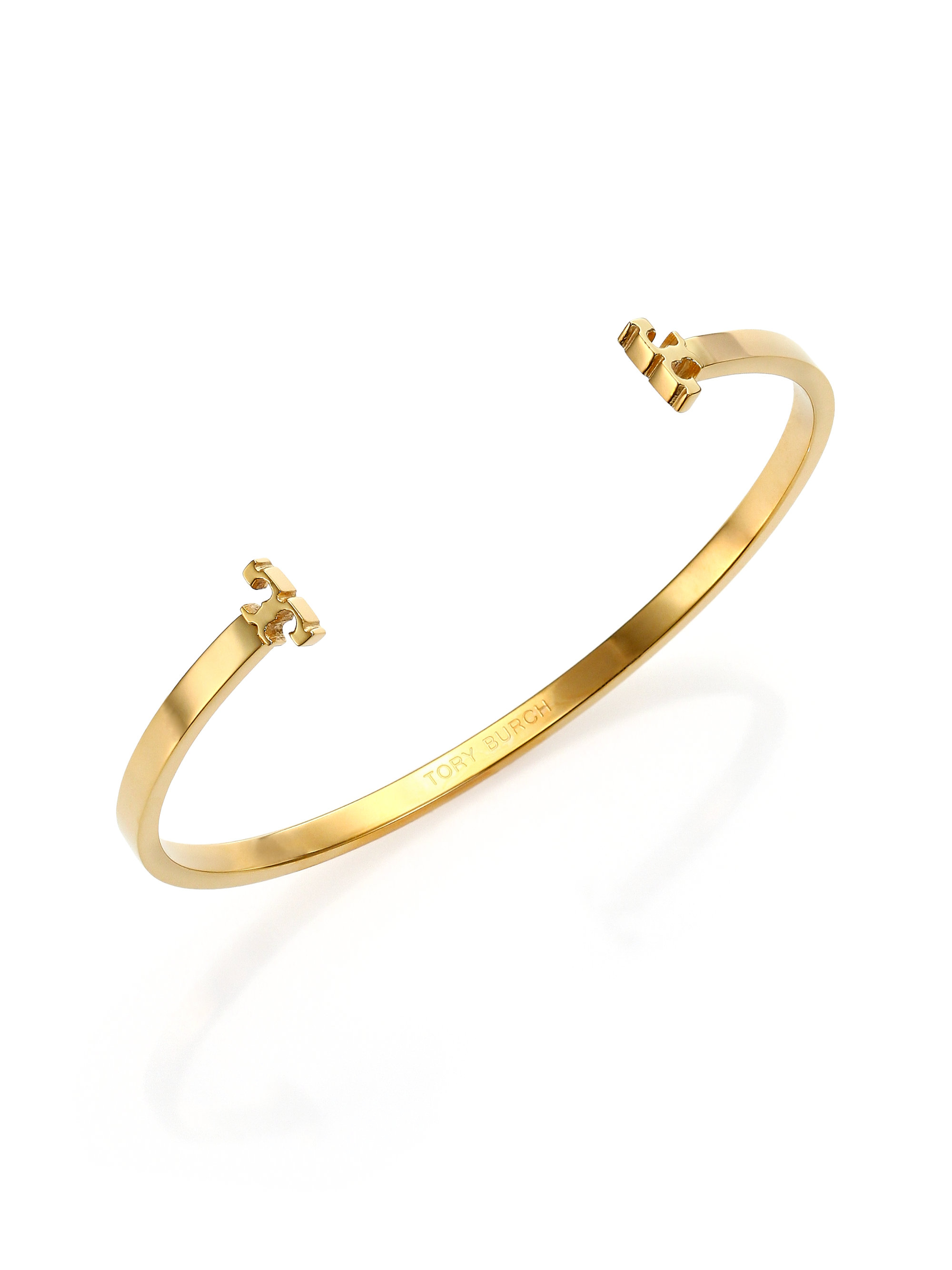 Tory Burch Serif T Logo Cuff Bracelet in Gold (SHINY GOLD) | Lyst