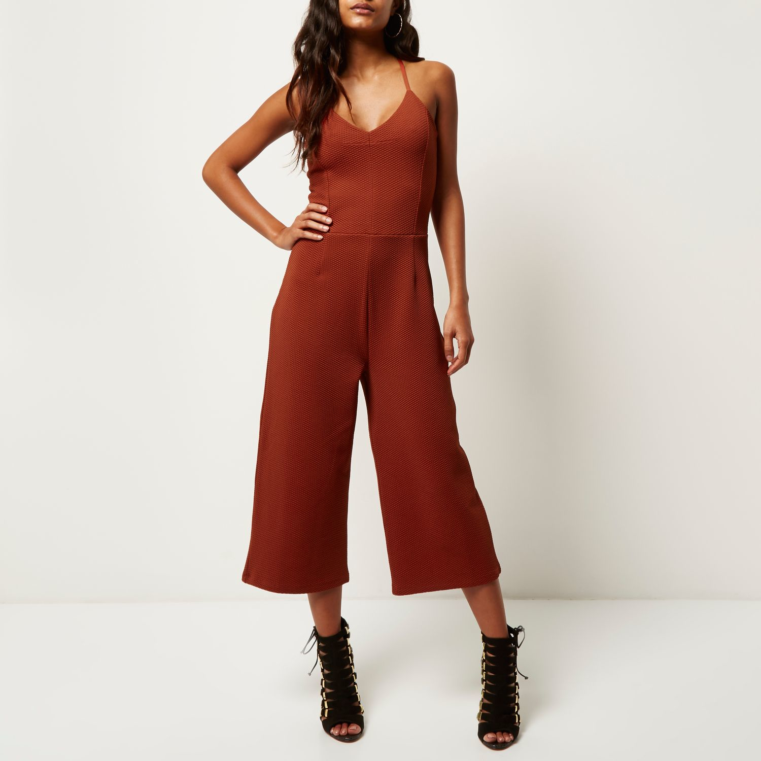 rust colour jumpsuit