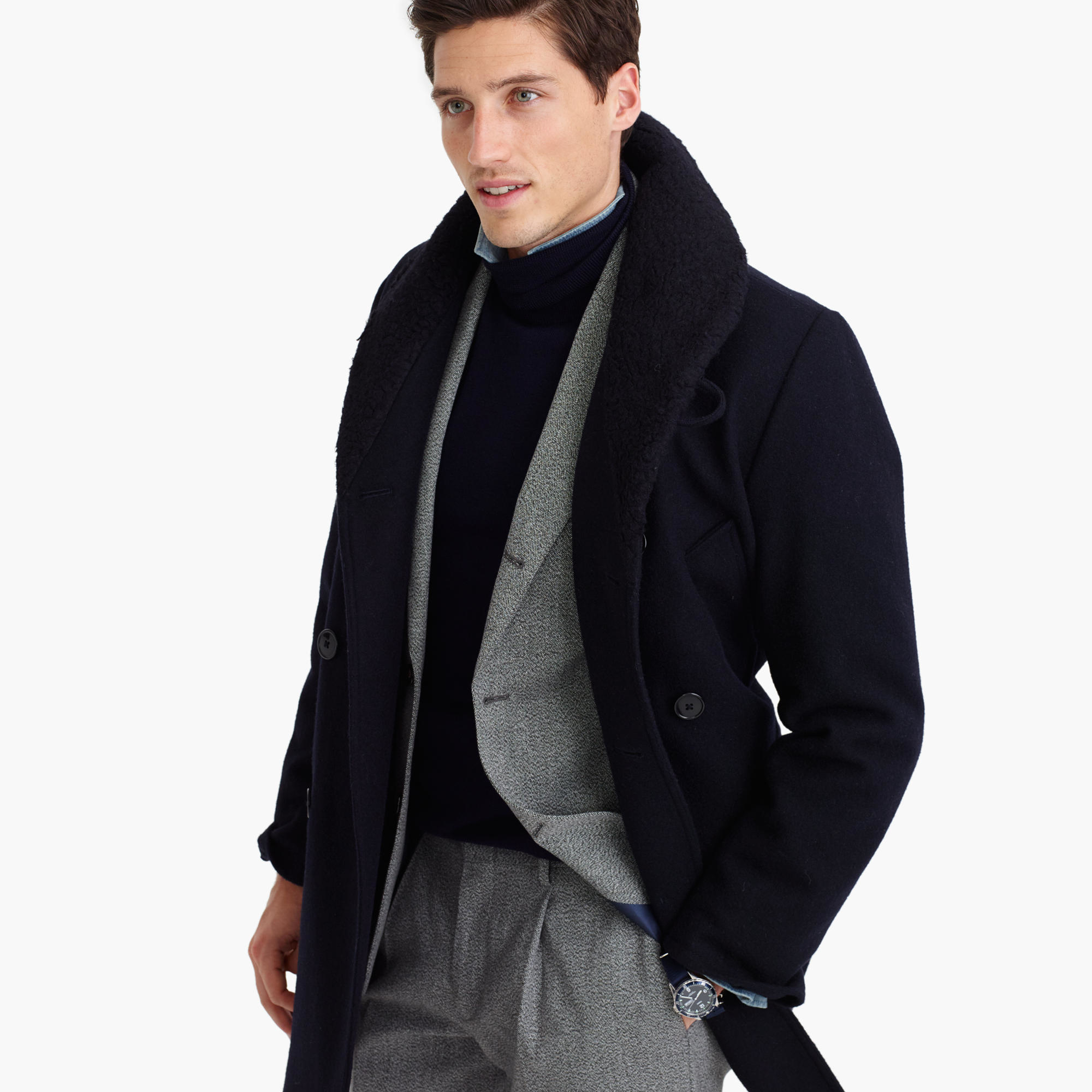 mens shawl collar peacoat