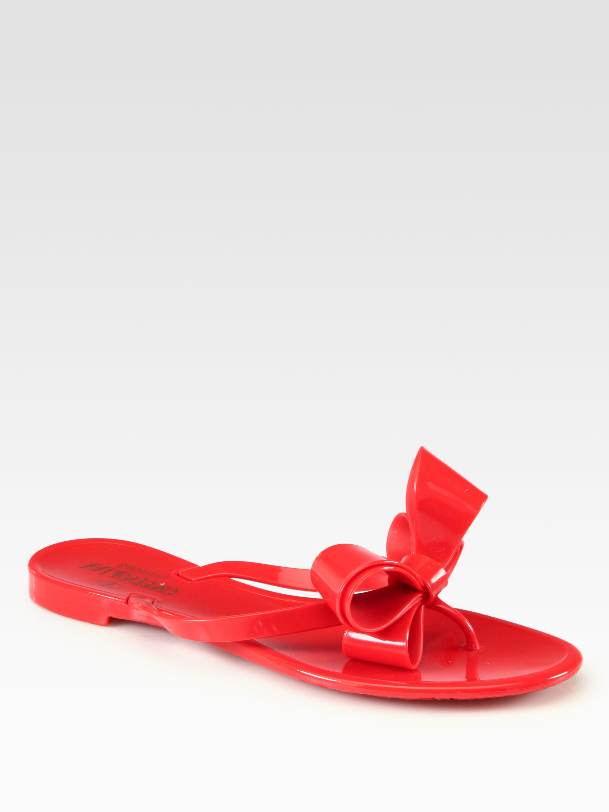Lyst - Valentino Bow Thong Sandals in Red