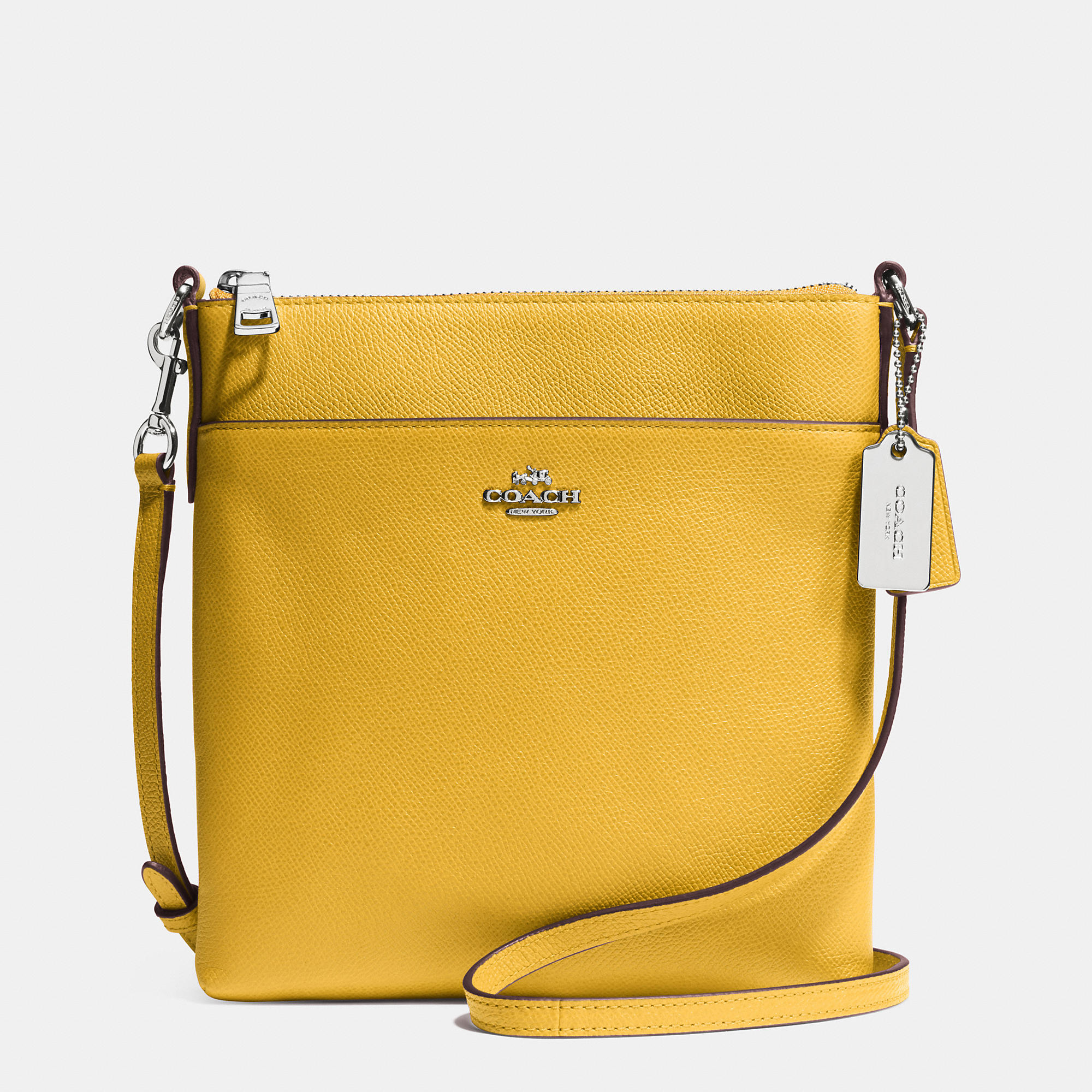 COACH North/south Swingpack In Embossed Textured Leather in Yellow Lyst