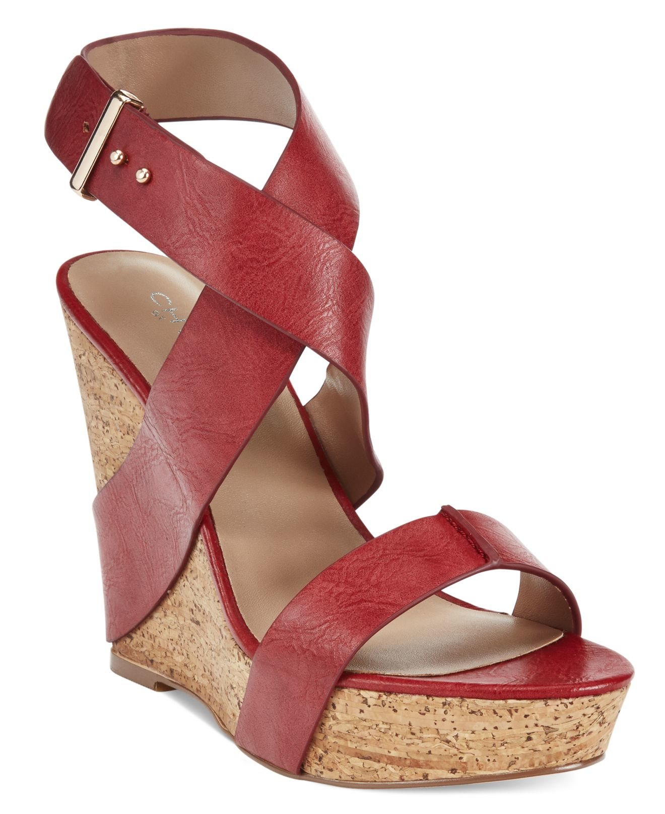 faith red wedge sandals