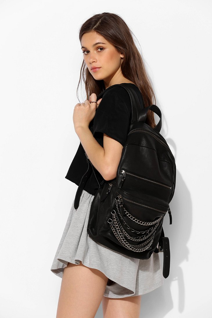 Ash Domino Chain Leather Backpack in Black | Lyst