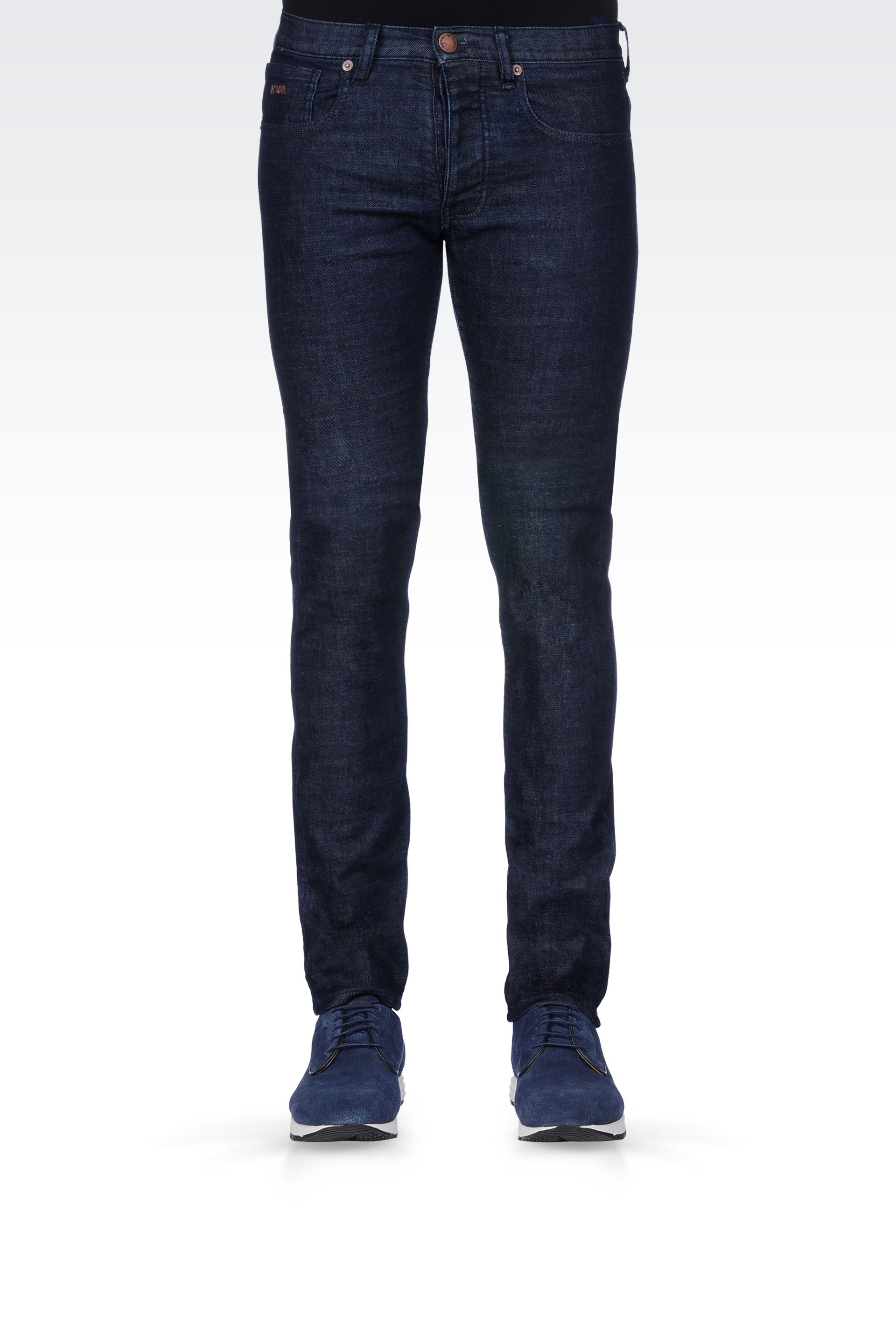 Emporio Armani Slim Fit Dark Wash Jeans in Blue for Men | Lyst