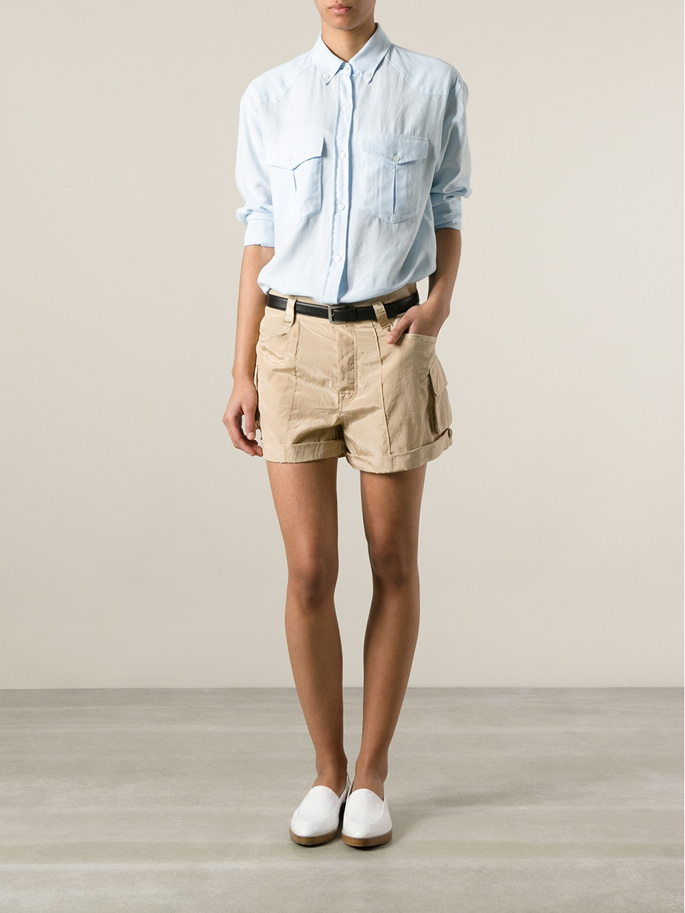 Ralph Lauren Blue Label Safari-Style Shorts in Natural | Lyst