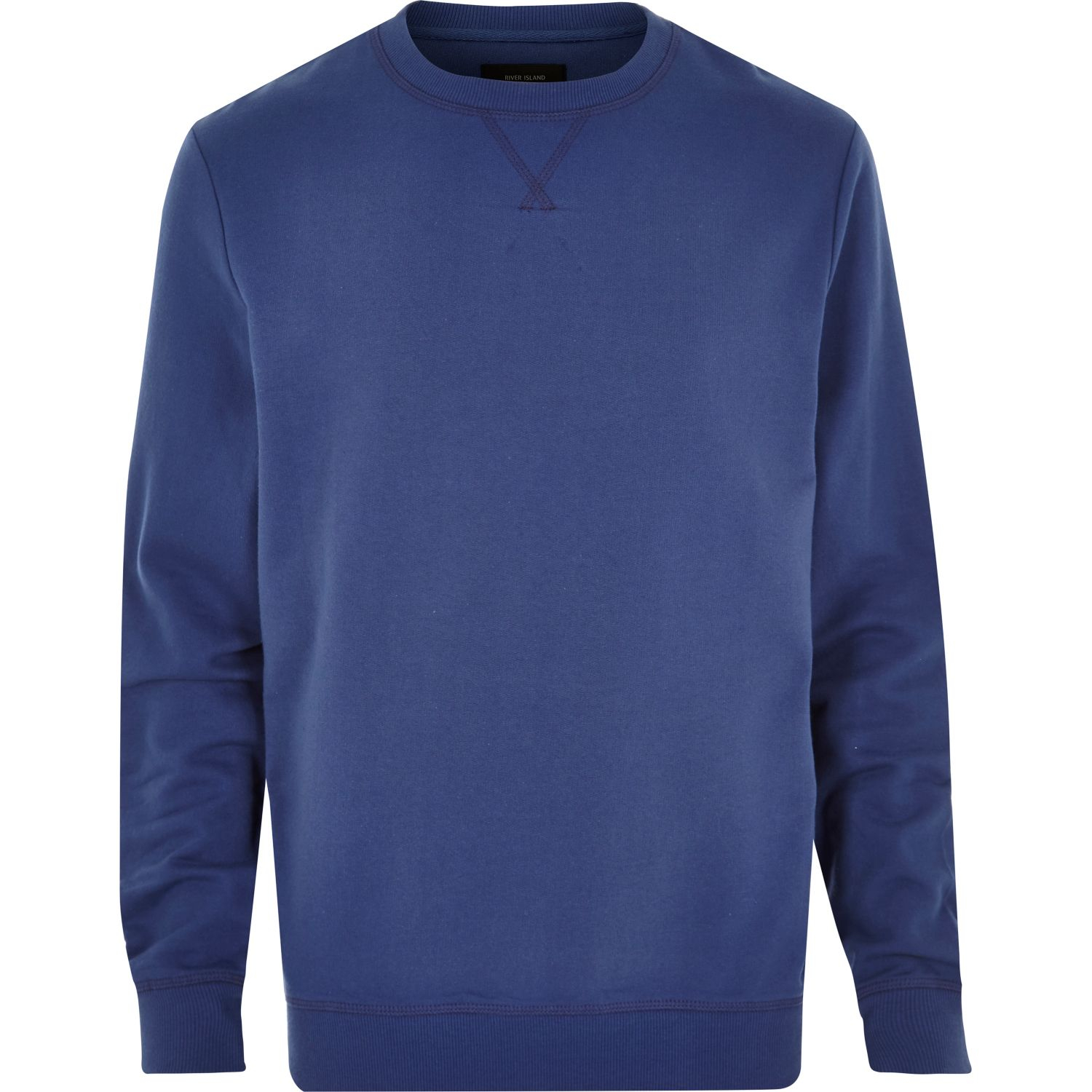 Lyst - River Island Blue Basic Plain Long Sleeve Sweatshirt in Blue for Men