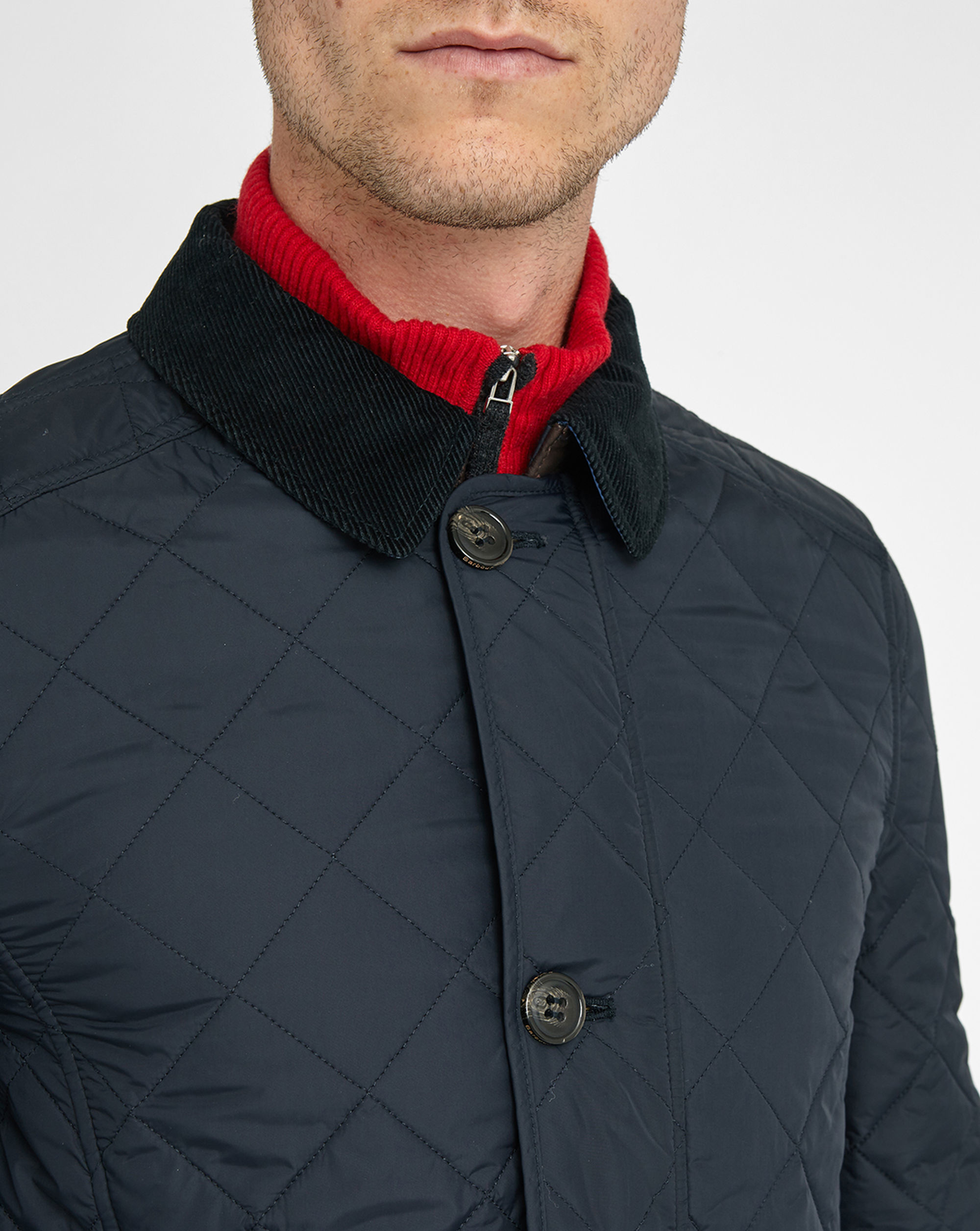 Barbour Navy Fortnum Corduroycollar Quilted Jacket in Blue for Men Lyst