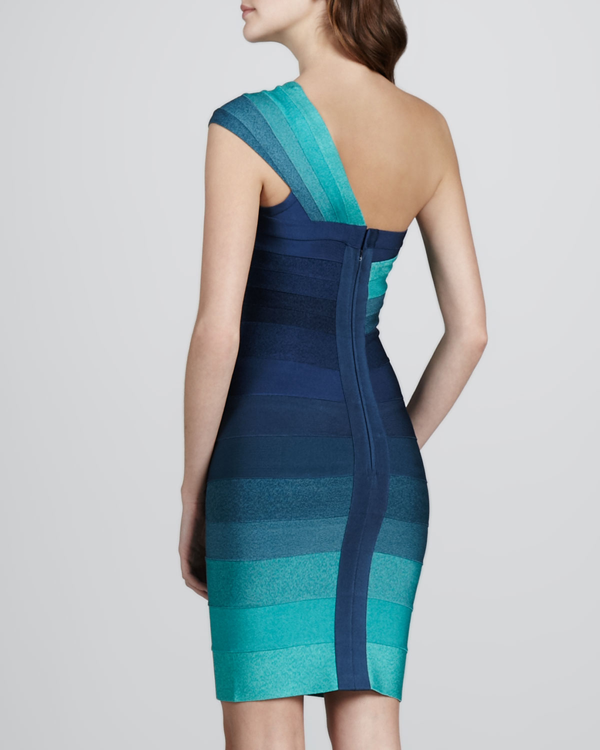 Lyst Hervé Léger Oneshoulder Ombre Bandage Dress In Blue