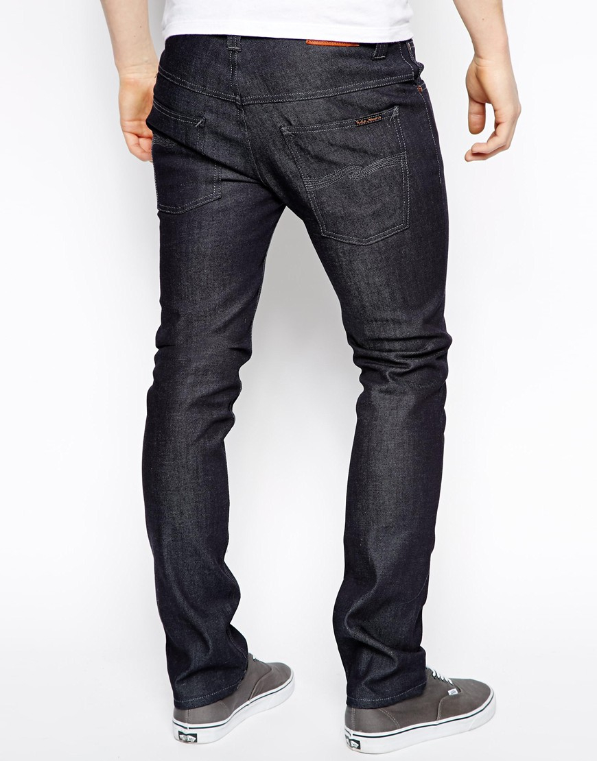 Blacknew with small defects Details about   Nudie Mens Slim Fit Stretch Jeans Thin Finn Blue 