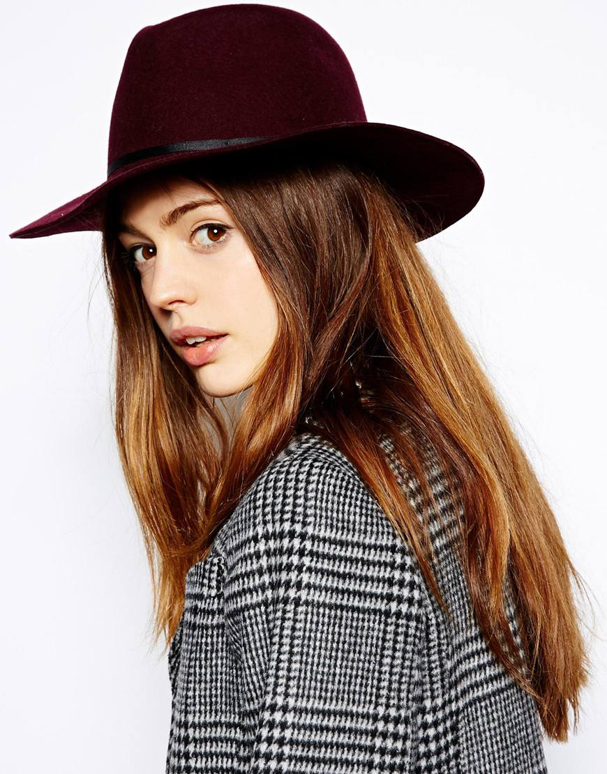Lyst Asos Felt Fedora Hat in Purple