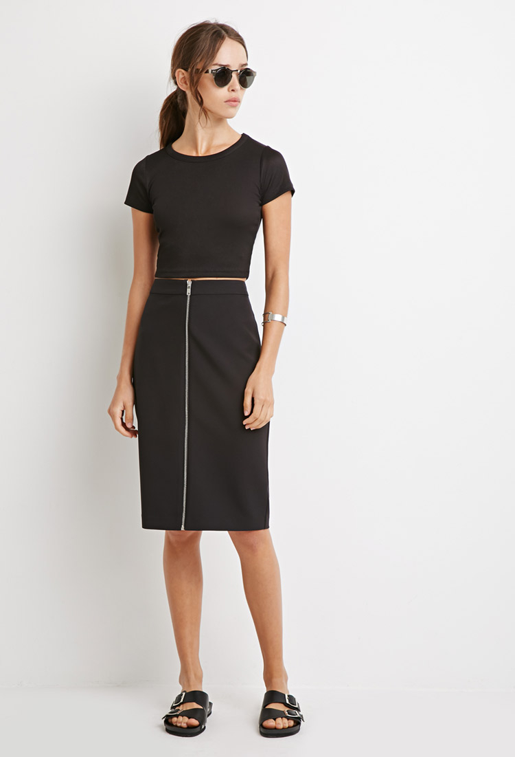 black pencil skirt zipper front