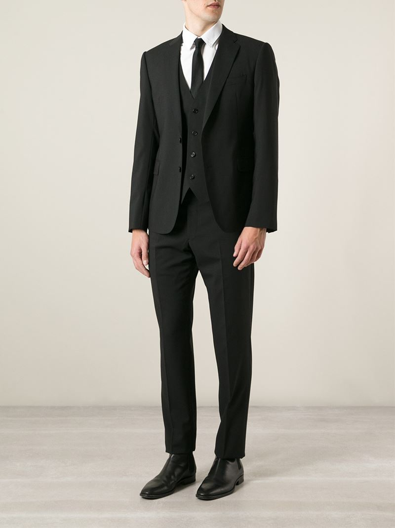 Emporio Armani Formal Three Piece Suit in Black for Men Lyst