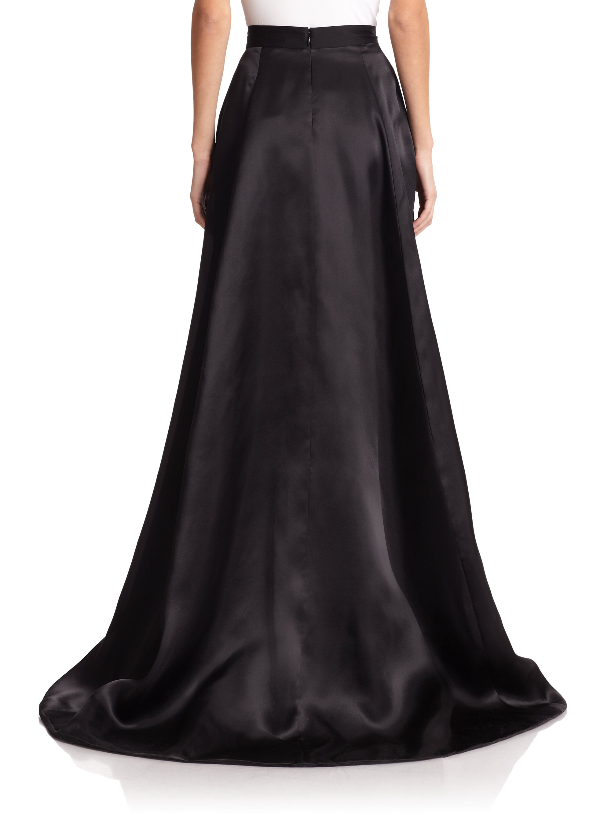 St. John Silk Satin Ball Gown Skirt in Black | Lyst