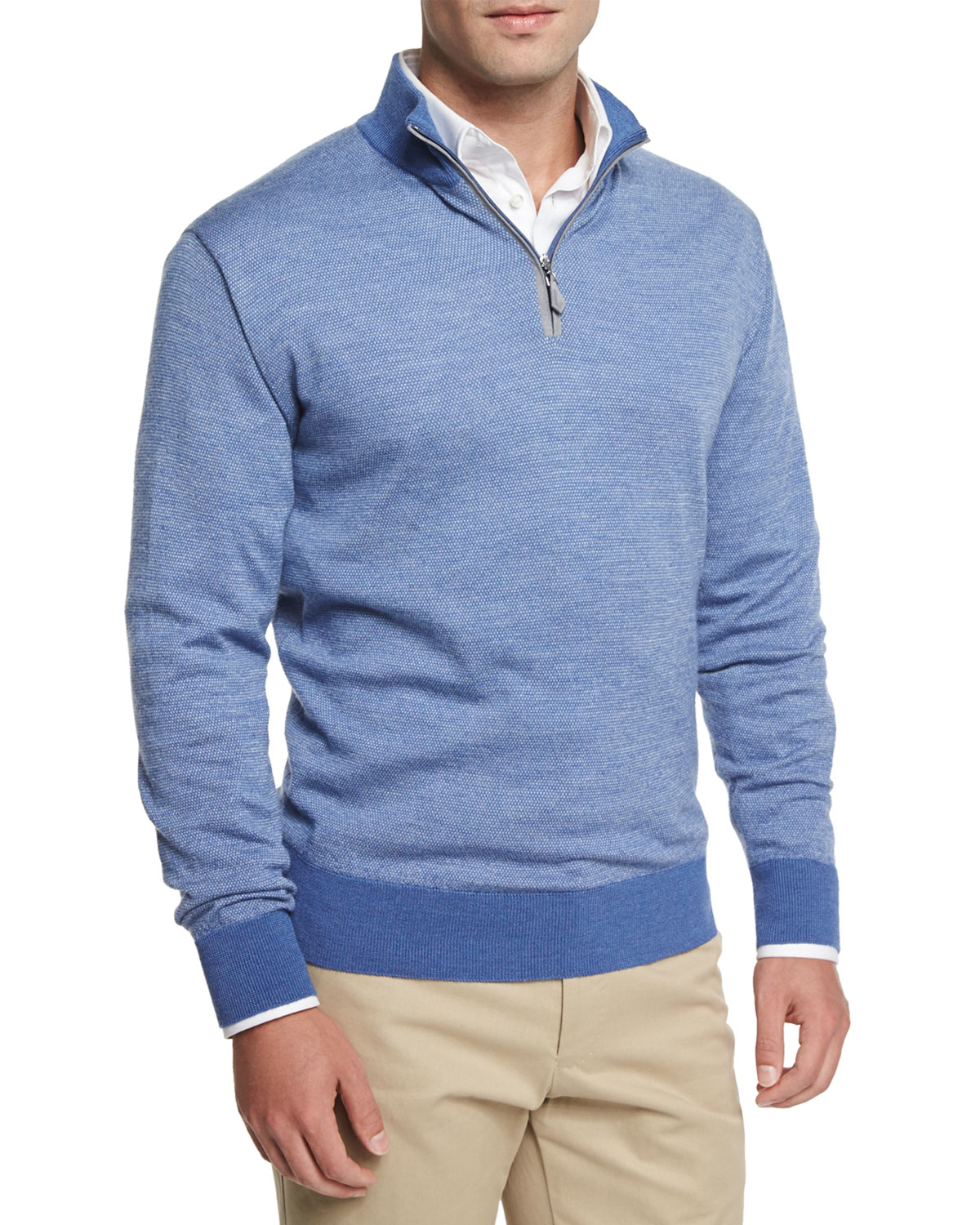 Peter Millar Cashmere Quarter-zip Pullover Sweater in Blue for Men - Lyst