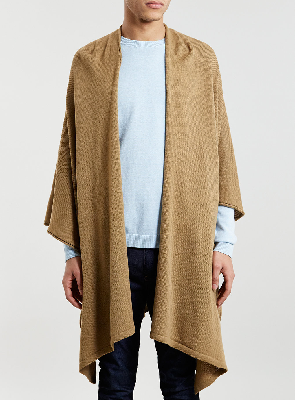Topman Camel Lightweight Knitted Cape in Beige for Men (Camel.) | Lyst