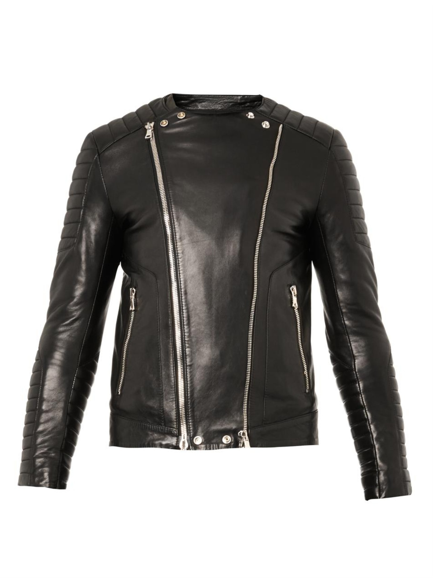 Udsæt aluminium hånd Balmain Classic Leather Biker Jacket in Black for Men | Lyst