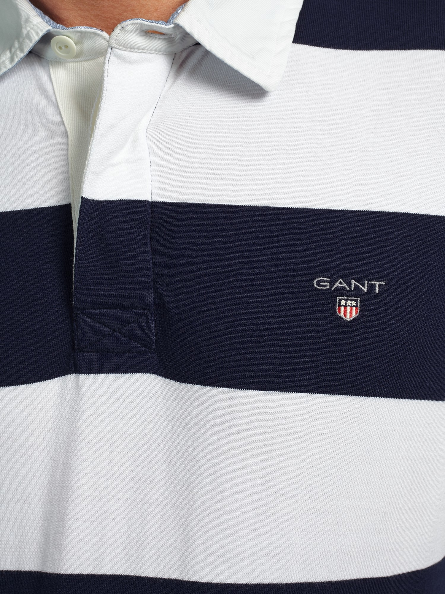 GANT Cotton Original Bar Stripe Heavy Rugby Shirt in Navy/White (Blue ...