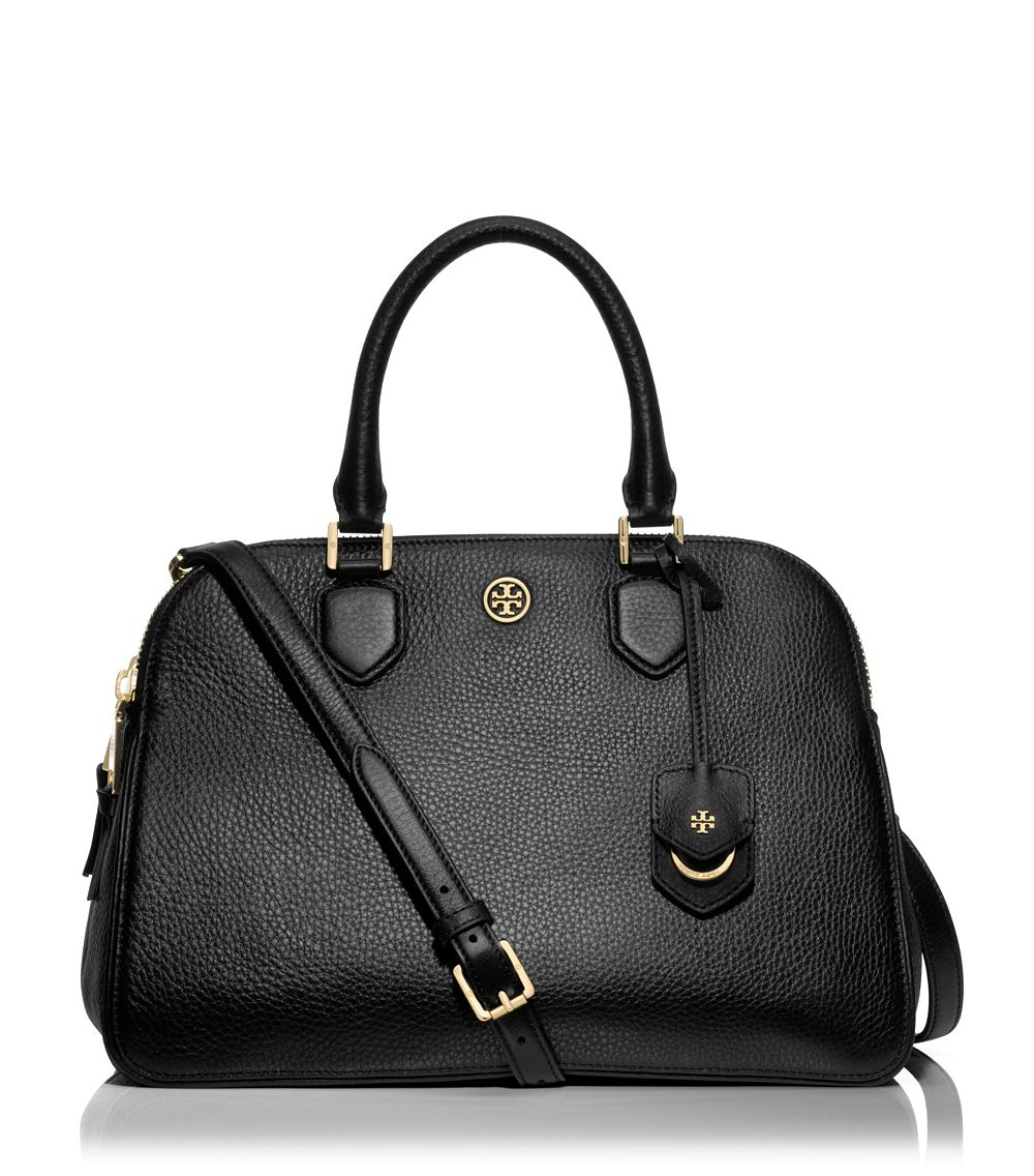 Lyst - Tory Burch Robinson Pebbled-Leather Satchel in Black