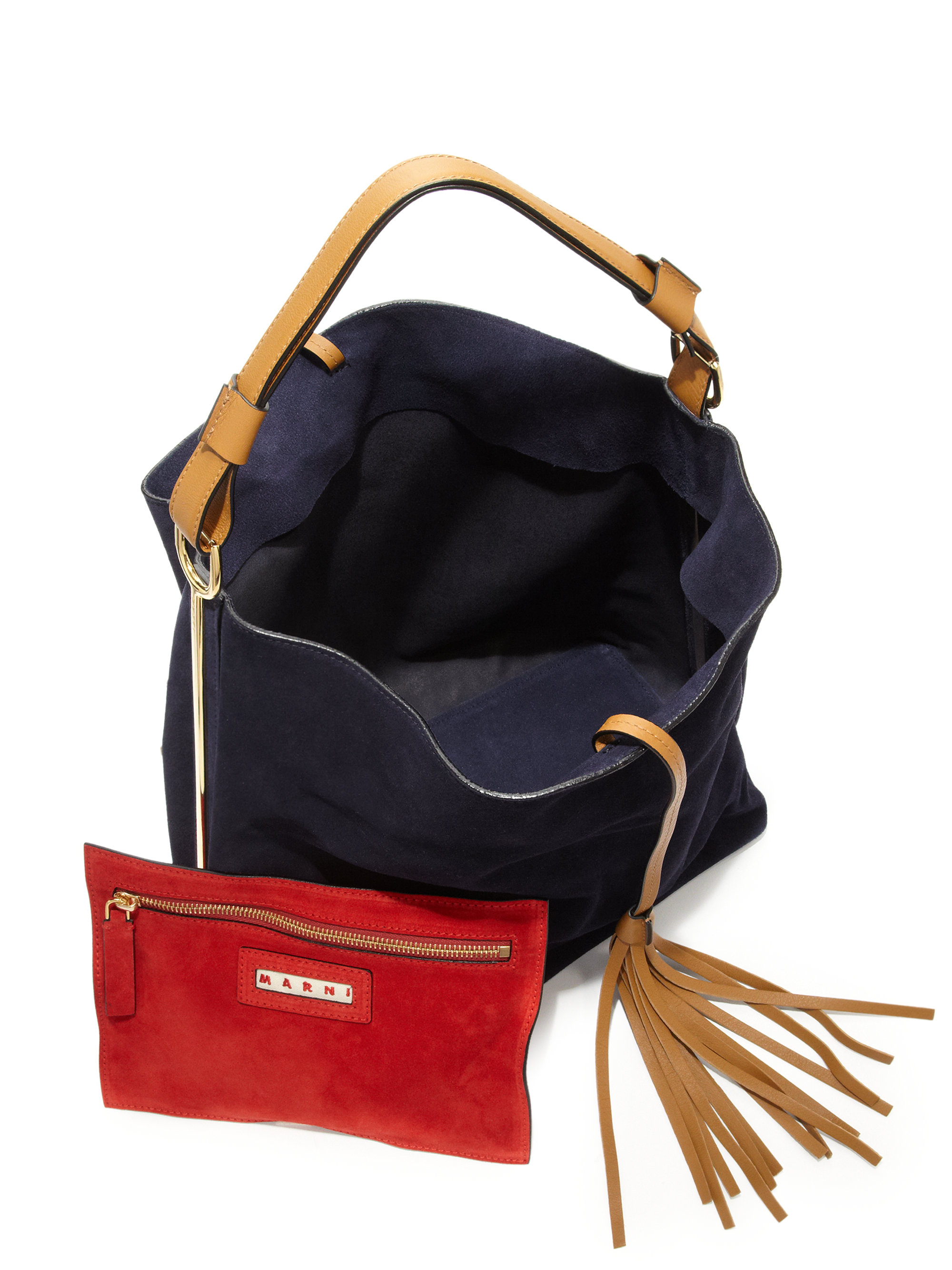 Marni Suede Tassel Hobo Bag in NavyTan (Blue) Lyst