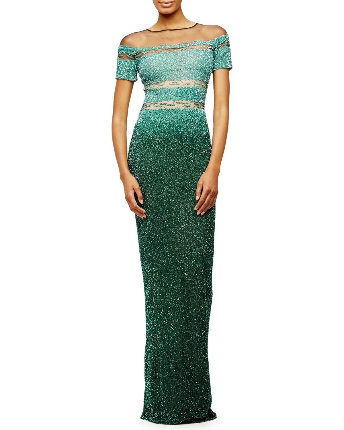 pamella roland ombre sequin gown