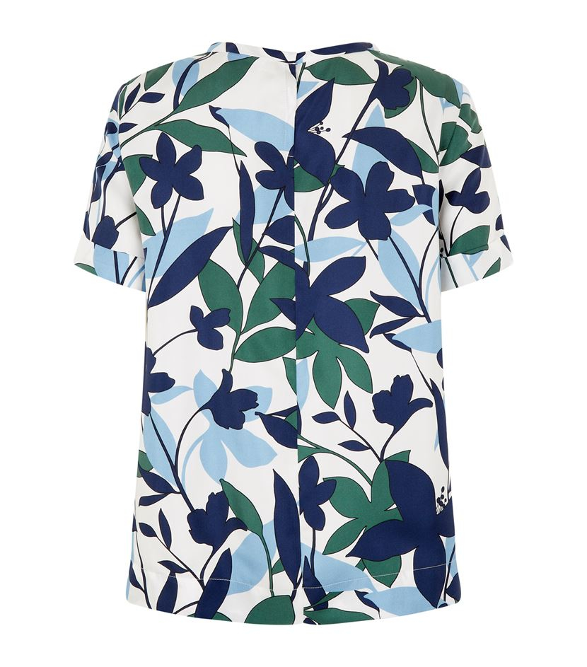 max mara flower and leaf print silk top in blue lyst max mara flower and leaf print silk top in blue lyst