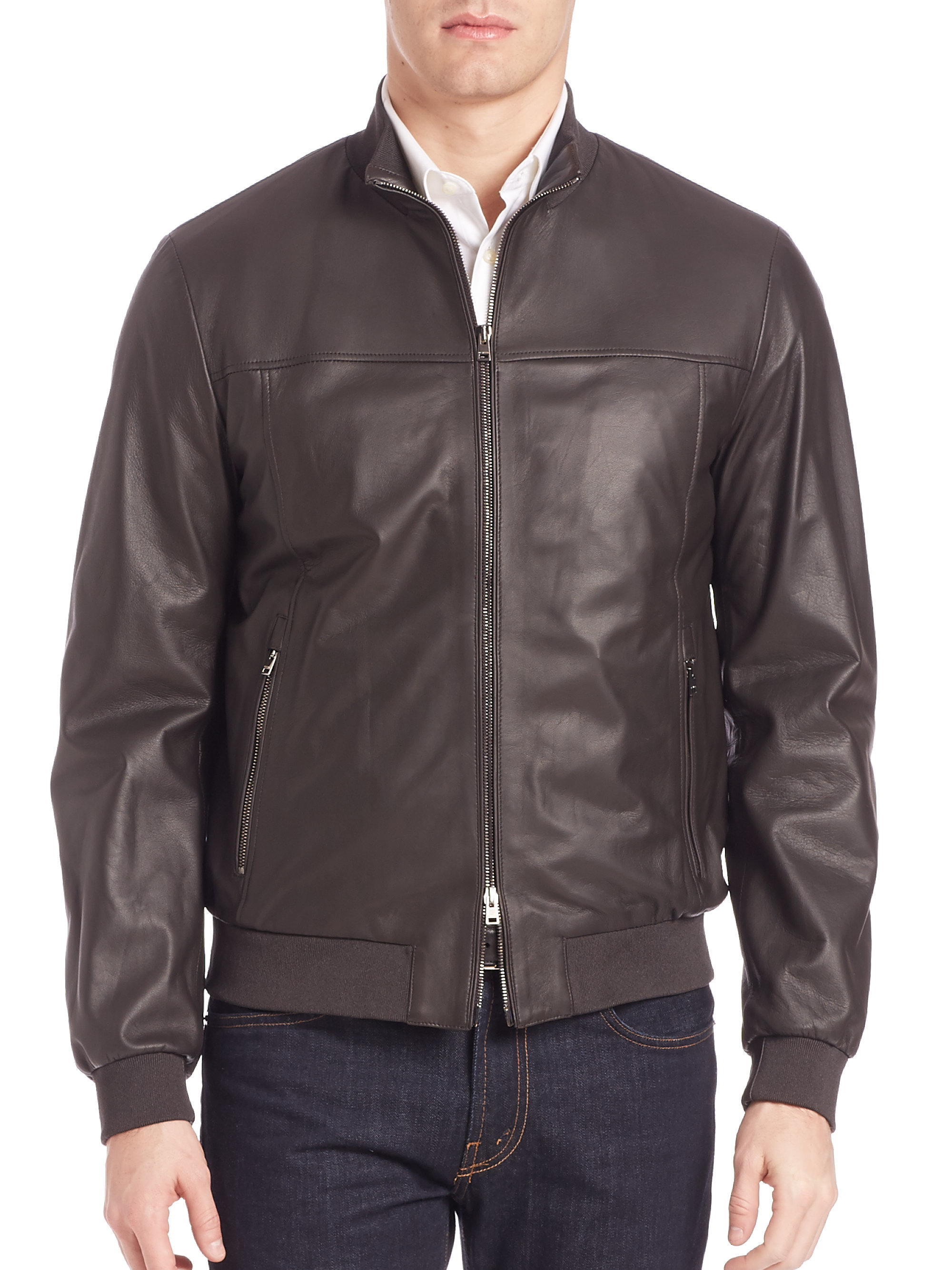 Pal Zileri Leather Jacket in Chocolate (Brown) for Men - Lyst
