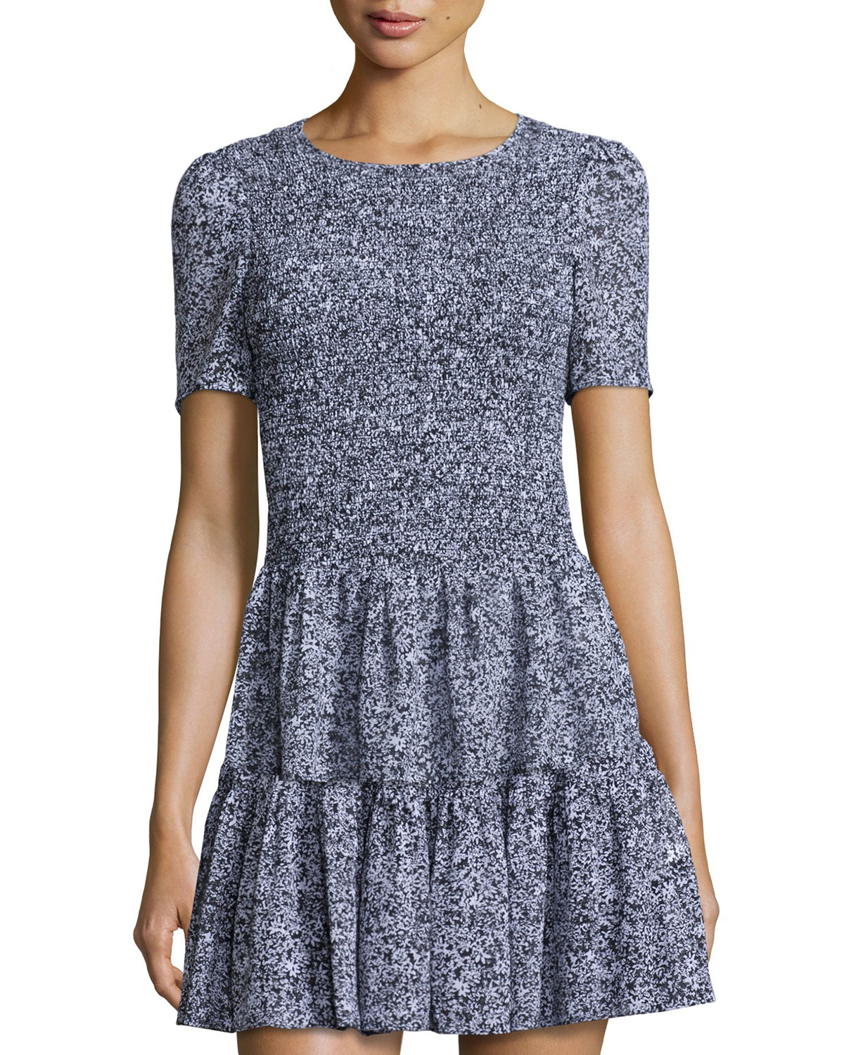 michael kors botanical print georgette dress