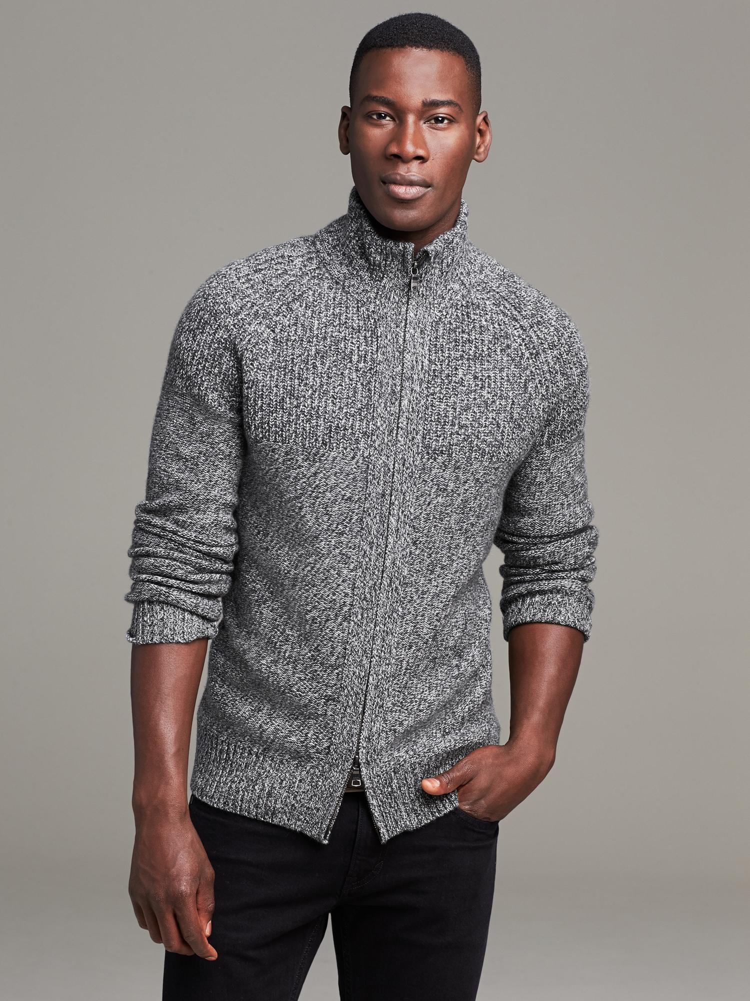 Banana republic Textured Cashmere Sweater Jacket in Gray for Men ...