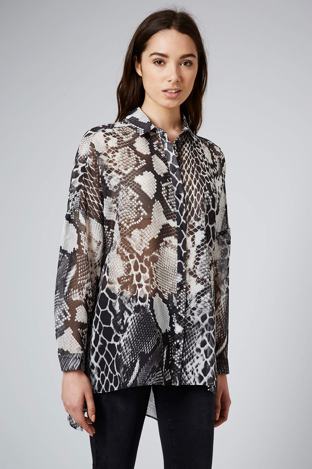 Topshop Oversized Snake Print Shirt in Animal (Monochrome) | Lyst