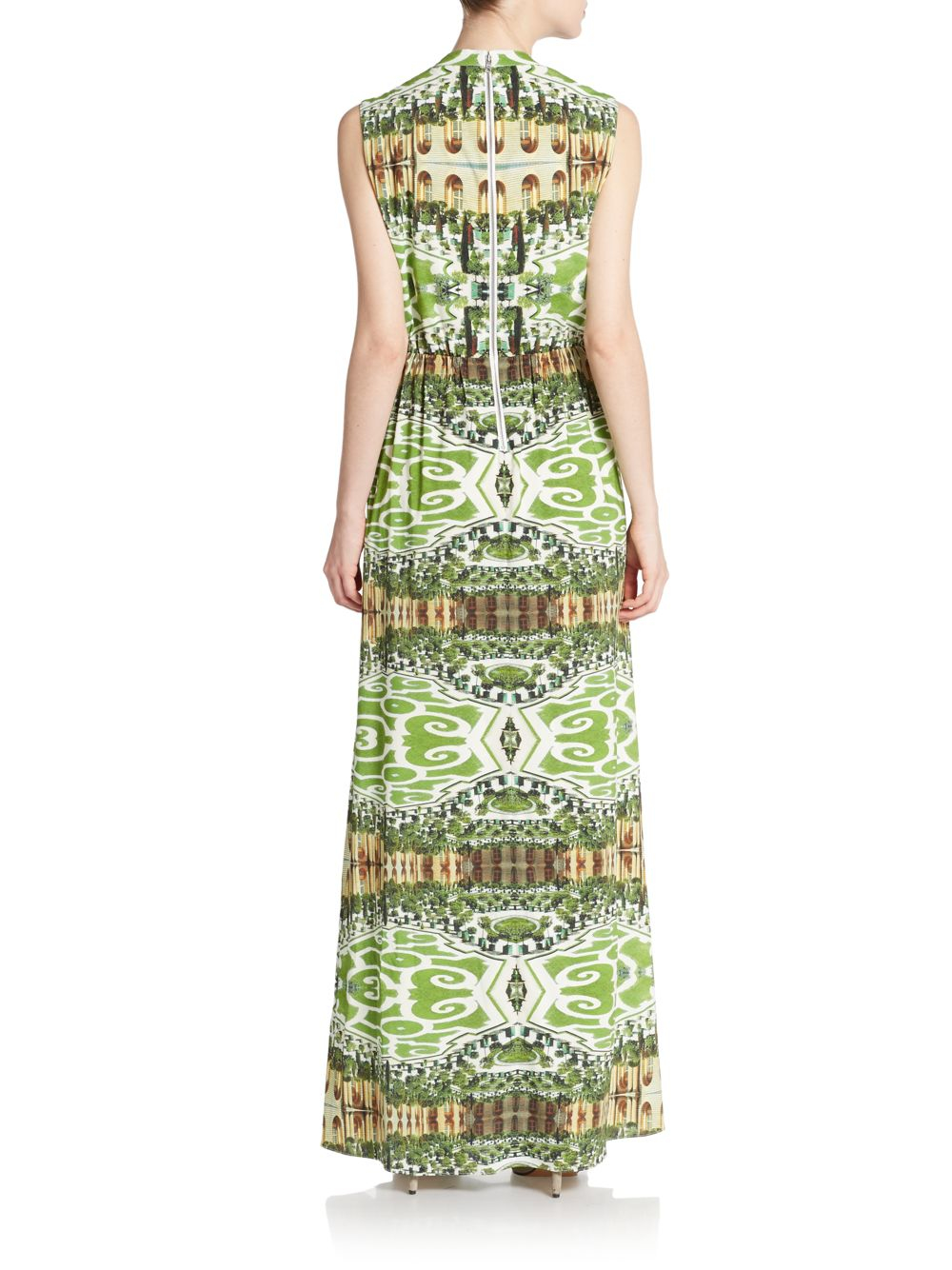 Alice + olivia Mixedprint Maxi Dress in Green Lyst