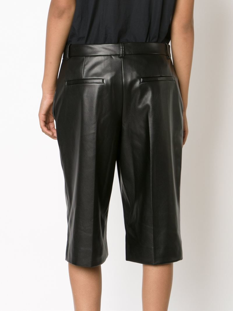 Lyst - Viktor & Rolf Faux Leather Knee-length Shorts in Black