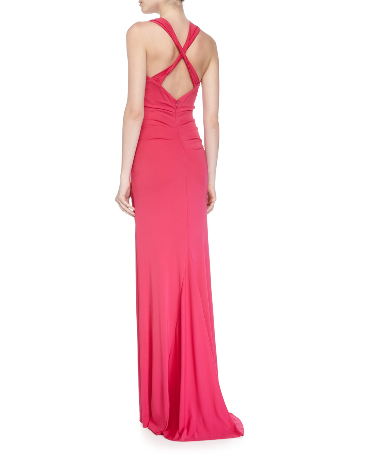 Nicole miller Halter-neck Sleeveless Gown in Pink | Lyst