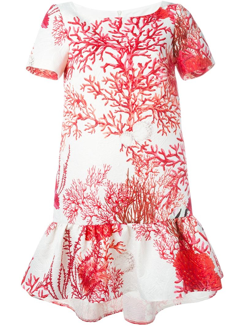 coral print dress