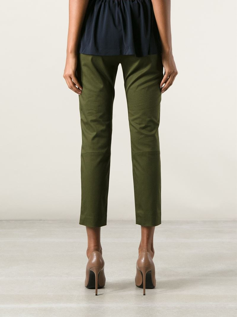 green tapered pants