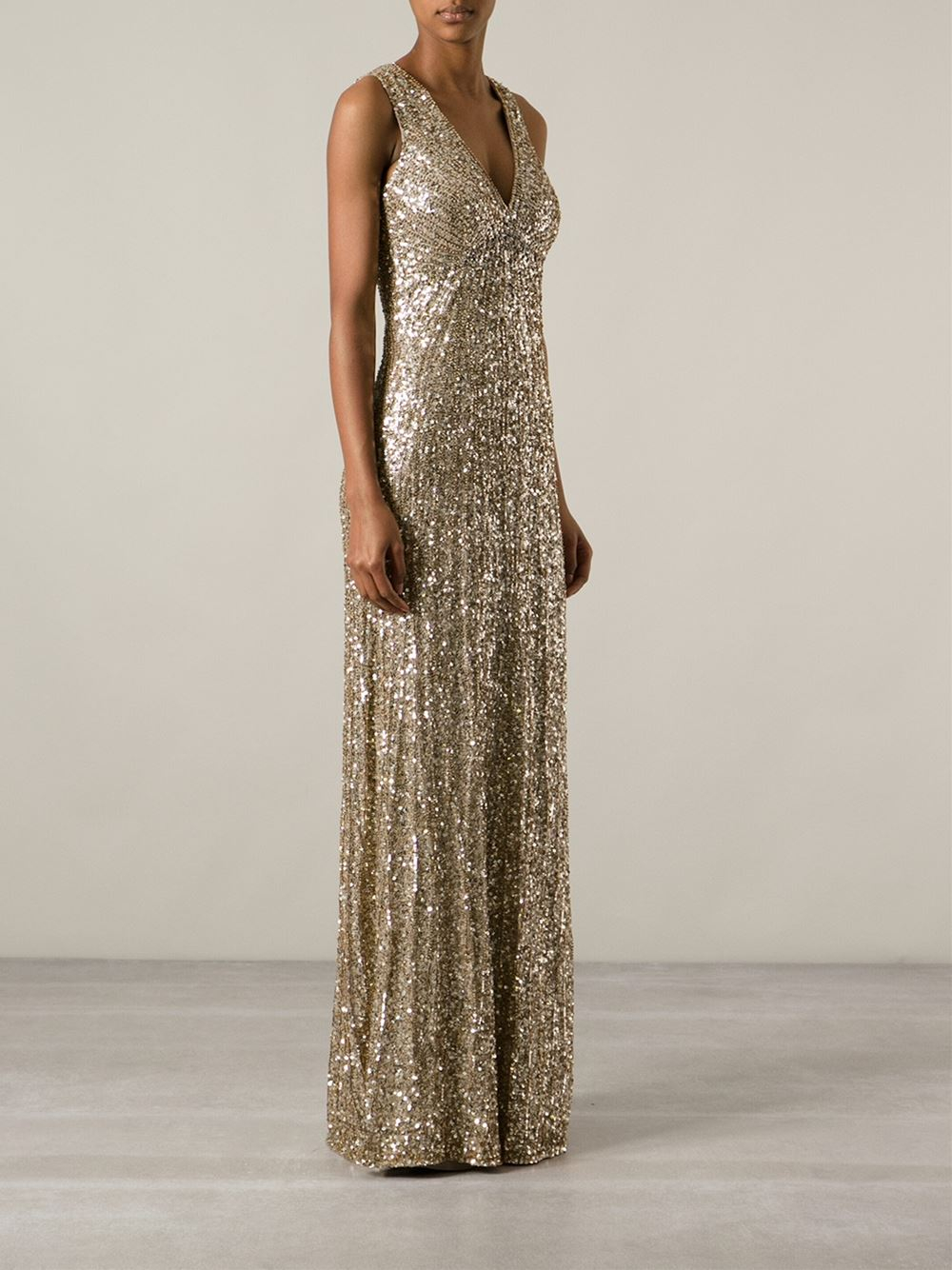 jenny packham gold sequin dress