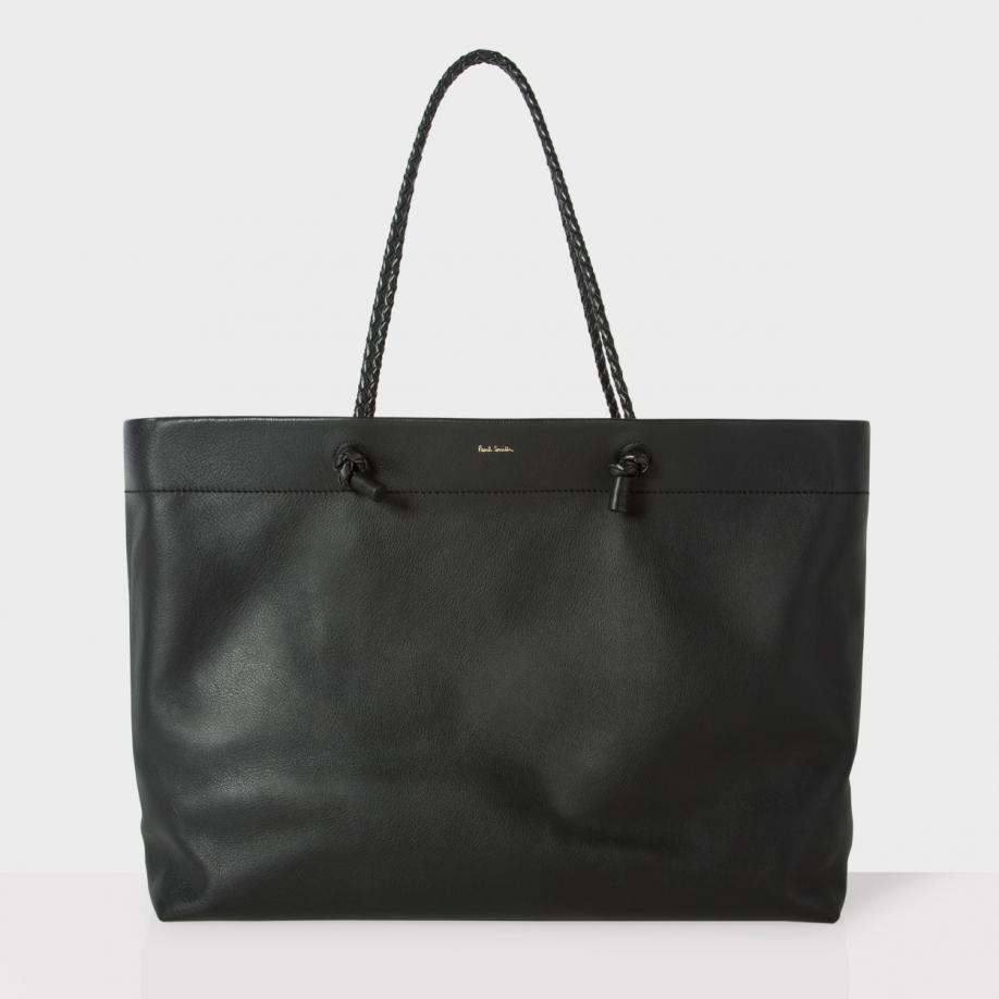 Paul smith Women&#39;s Large Black Leather &#39;paper Bag&#39; Shopper Tote Bag in Black | Lyst
