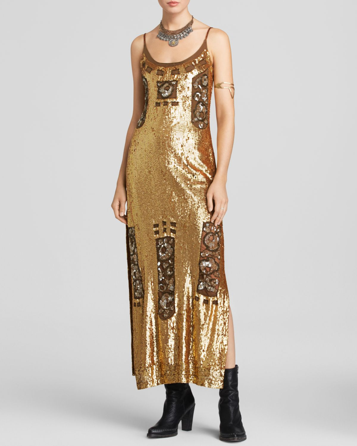 free people gold dress