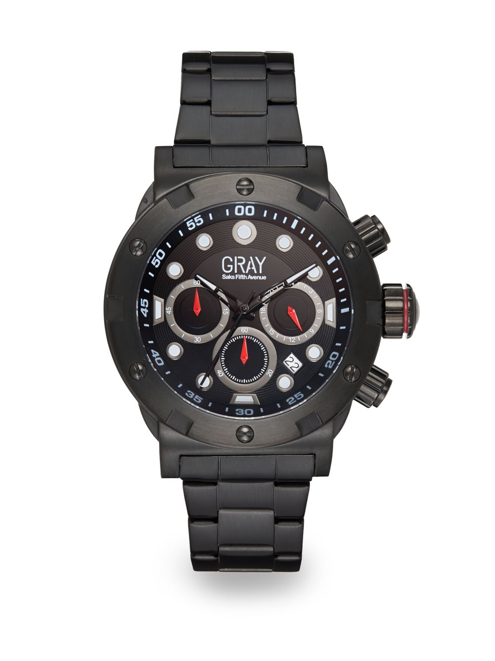 Saks Fifth Avenue Black Ip Stainless Steel Chronograph Link Watch in