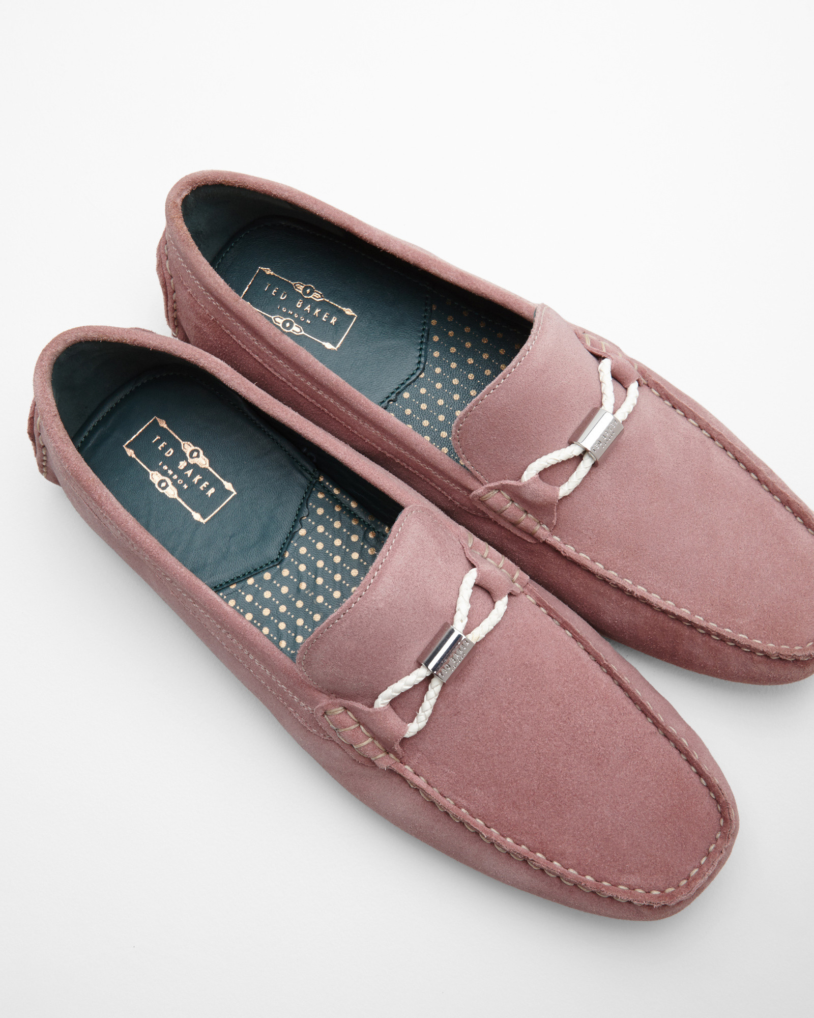 Ted Baker Braided Trim Suede Driving Loafers in Pink for Men | Lyst