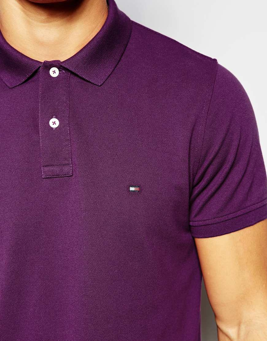 purple tommy hilfiger polo