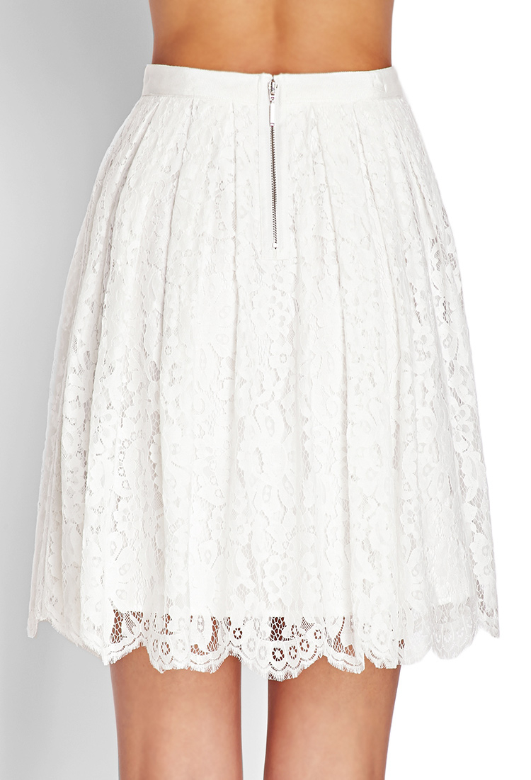 Lyst - Forever 21 Floral Lace A-line Skirt in White