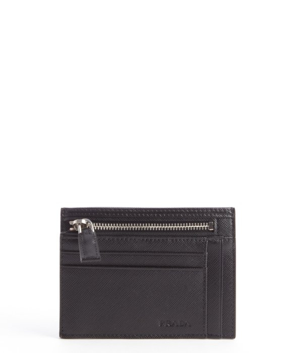 Prada Black Leather Zip Pouch Card Holder in Black for Men | Lyst  